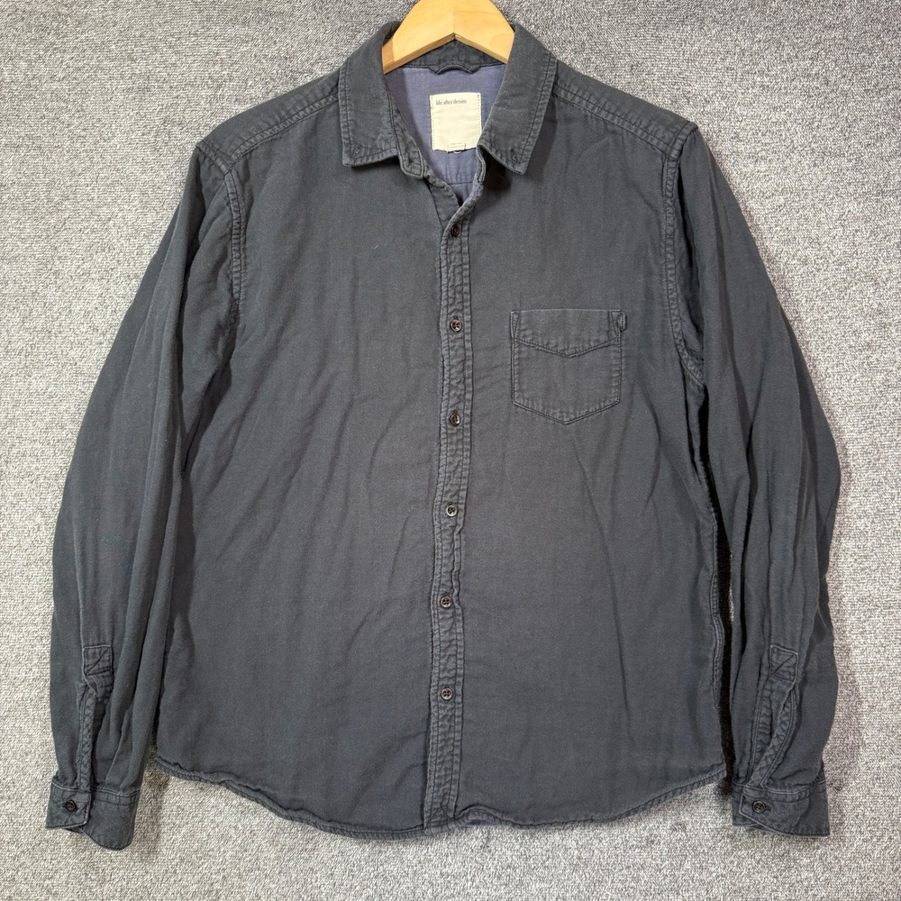 Life After Denim Shirt Mens M Gray Cotton Long Sleeve Button Down